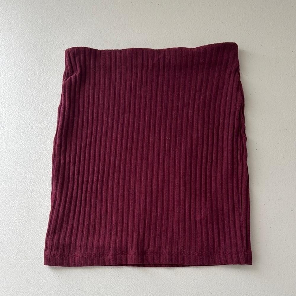 Solemio Red Ribbed Mini Skirt Work